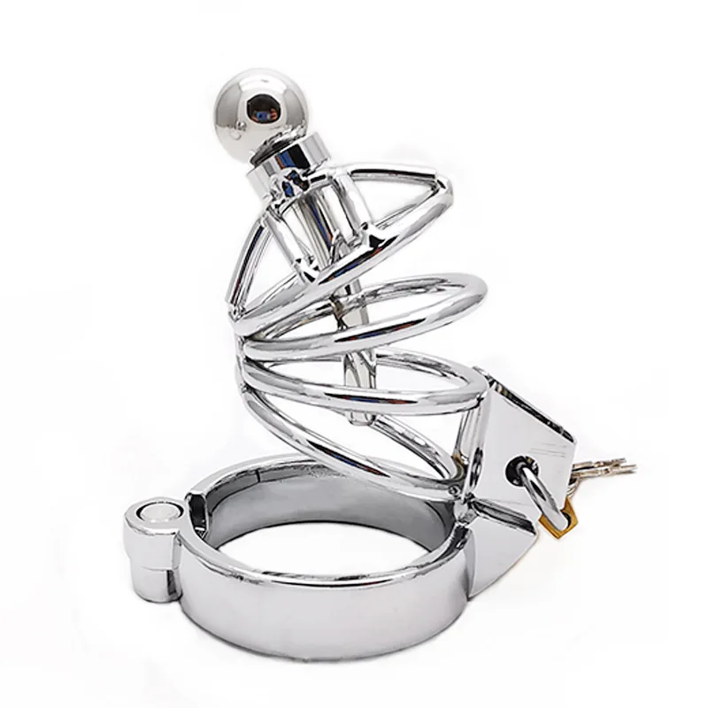 

Metal Chastity Cage Wiht Urethral Catheter 304 Stainless Steel Cock Cage Penis Rings BDSM Bondage Chastity Belt Sissy Sex Toys