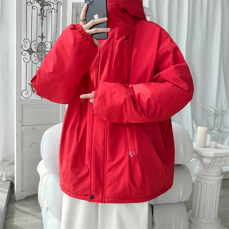 Winter Jacket Men Warm Fashion Thickened Down Jacket Men Streetwear Korean Loose Thick Short Coat Mens Hooded Parker M-5XL