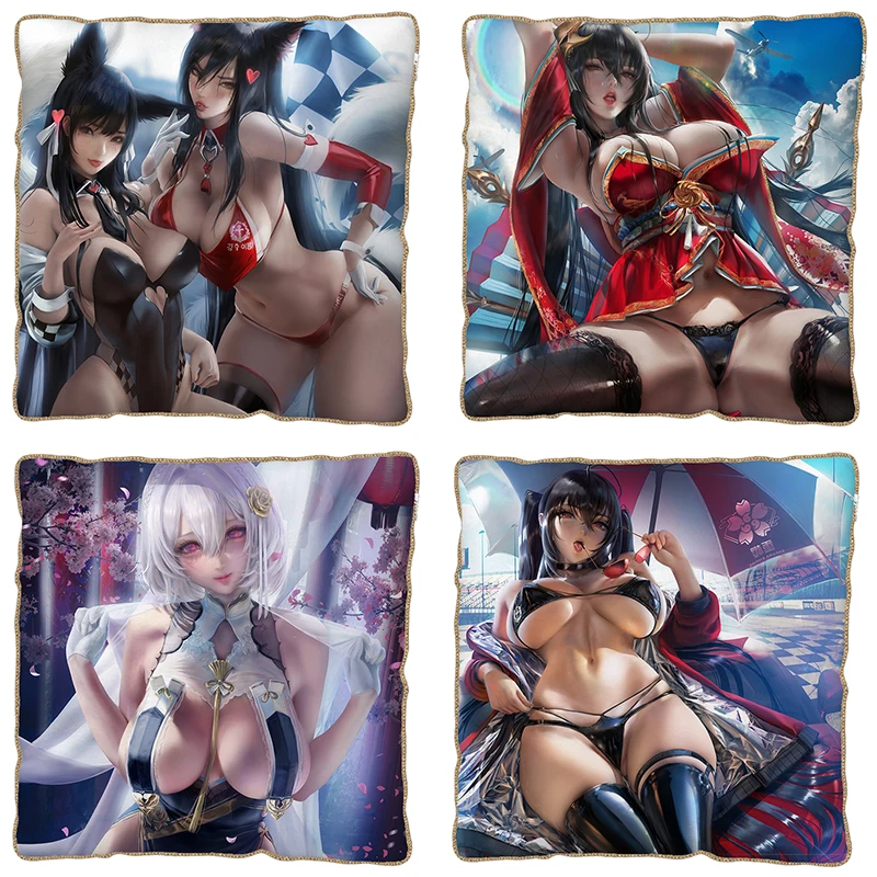 

Azur Lane High Quality Velvet Soft Solid Decor Square Sexy Anime Girl Throw Pillow Covers Cushion Case for Home Sofa Bedroom
