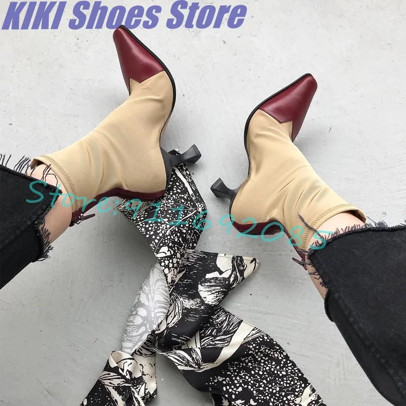 

Ботинки-мартинсы женские на толстом каблуке, Короткие эластичные ботинки на молнии, с квадратным носком, на высоком каблуке, на весну и осень