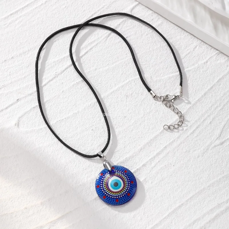 Boho Flower Blue Evil Eyes Веревочное ожерелье для женщин и мужчин Новый красочный ретро