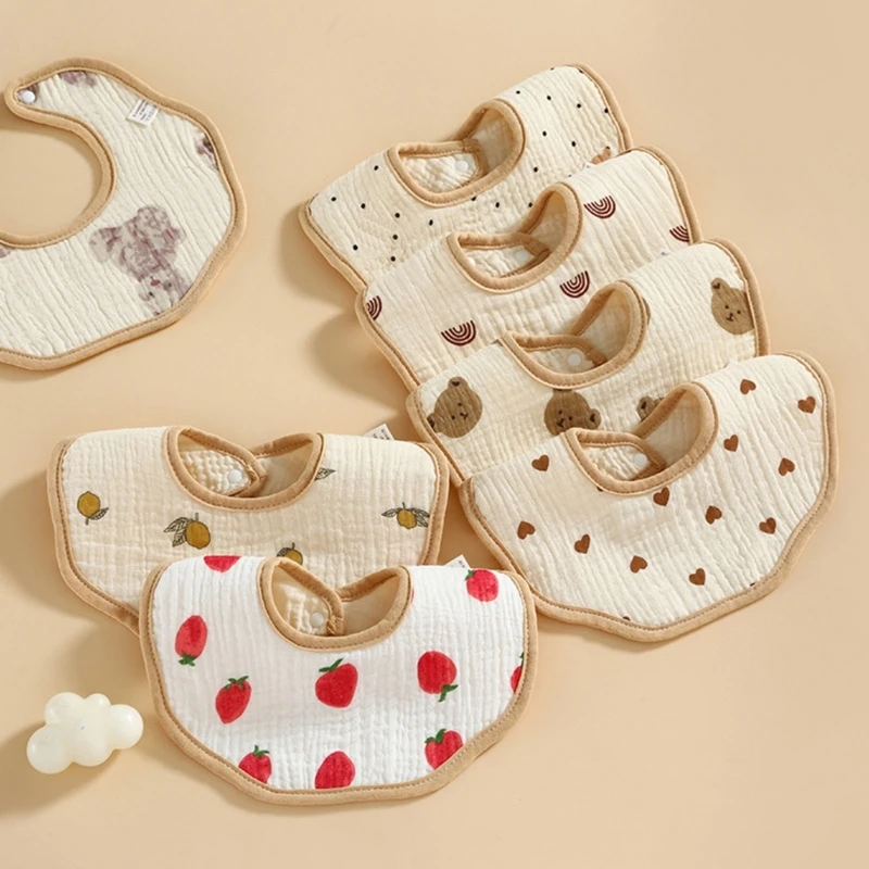 

Baby Burp Cloth Cotton Bibs Stitched Edge Bibs Comfortable Snap Button Bib Towel Toddler Round Bibs Newborns Nursing Bib QX2D