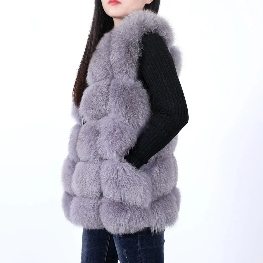 

2023 Maomaokong New Winter Fur Coat Women's Natural Real Fox Fur Vest Sleeveless Warm Luxury Fur Jacket