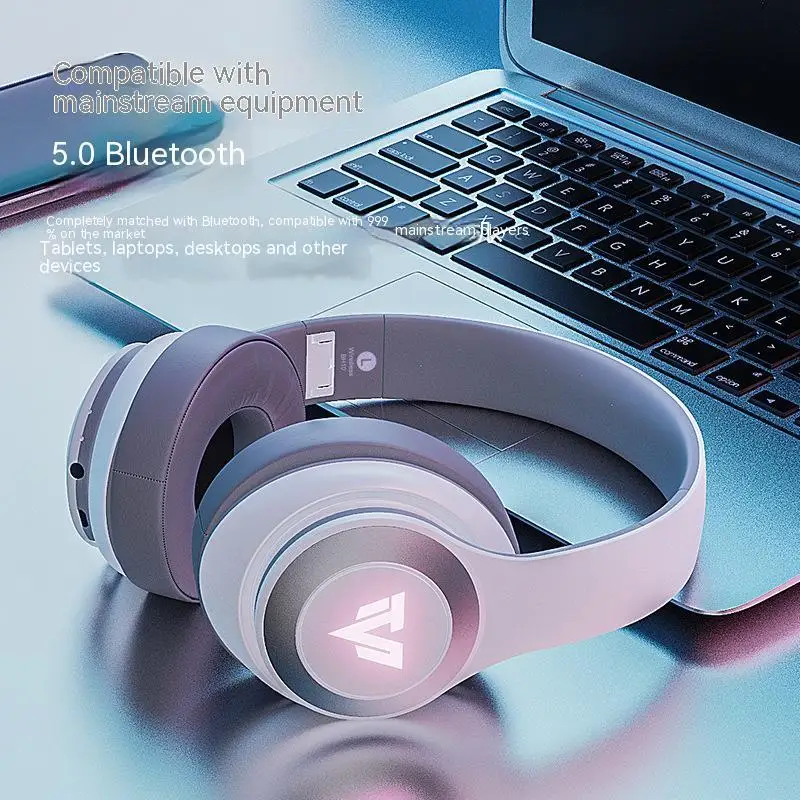 Bluetooth-гарнитура 5.0 светящаяся металлическая складная гарнитура