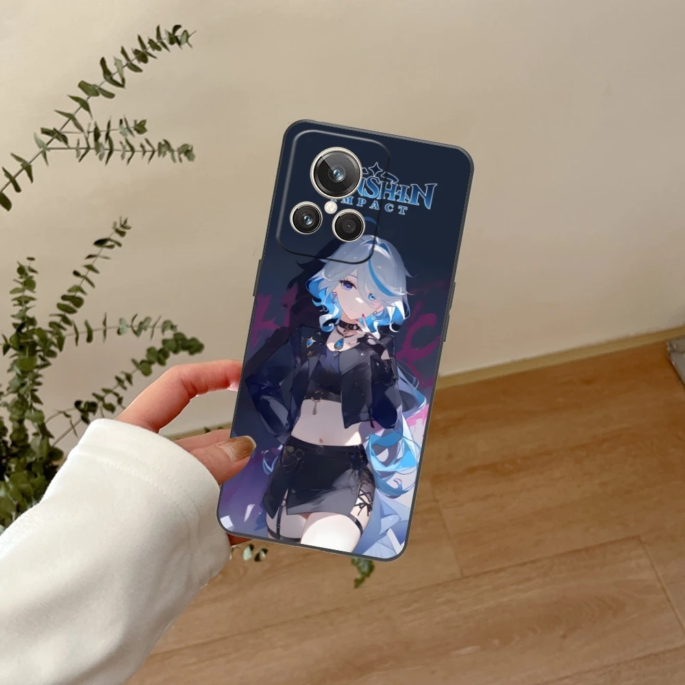 Черный мягкий чехол для телефона Genshin Impact искусственная кожа Realme GT 2 9i 8i 7i Pro X50 X2 C35
