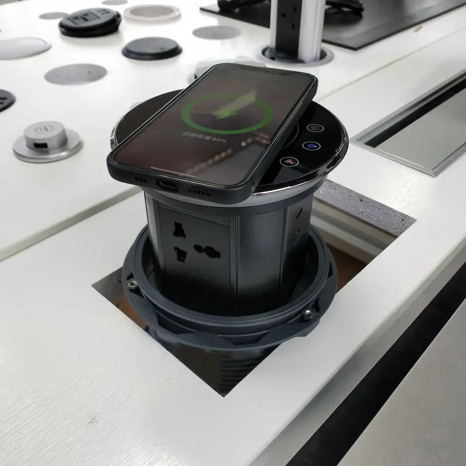 Фото TUYA IP65 16A Универсальная розетка для умного Wi-Fi Моторизованная выдвижная подъемная башня USB-C Розетка для беспроводной зарядки для домашнего офиса №2