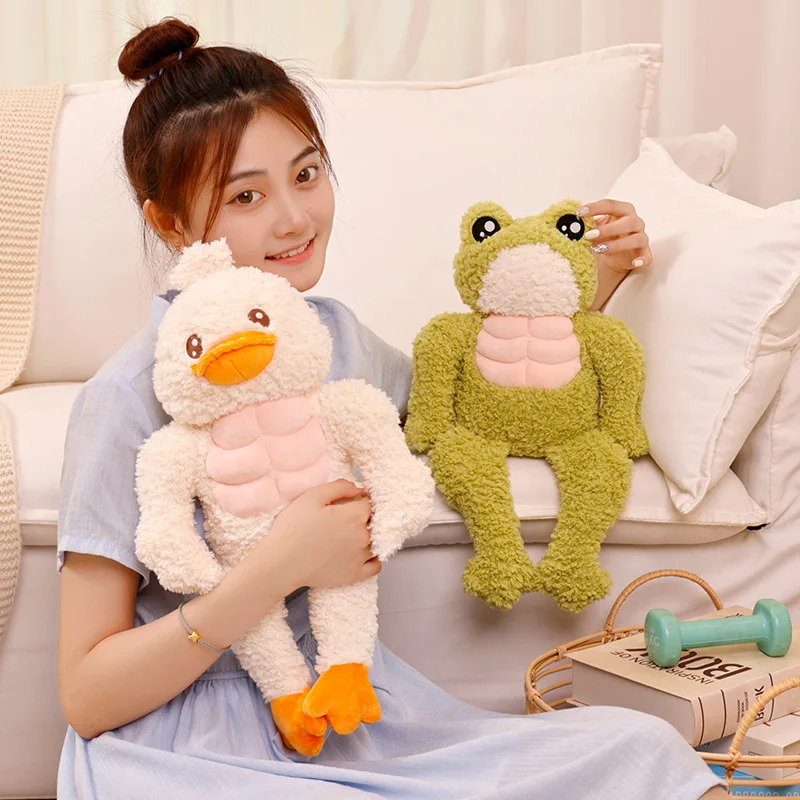 

35cm Funny Frog Plush Toy Soft Stuffed Animal Muscle Frog Plushie Creative Doll Toys for Kids Christmas Birthday Gifts Decor