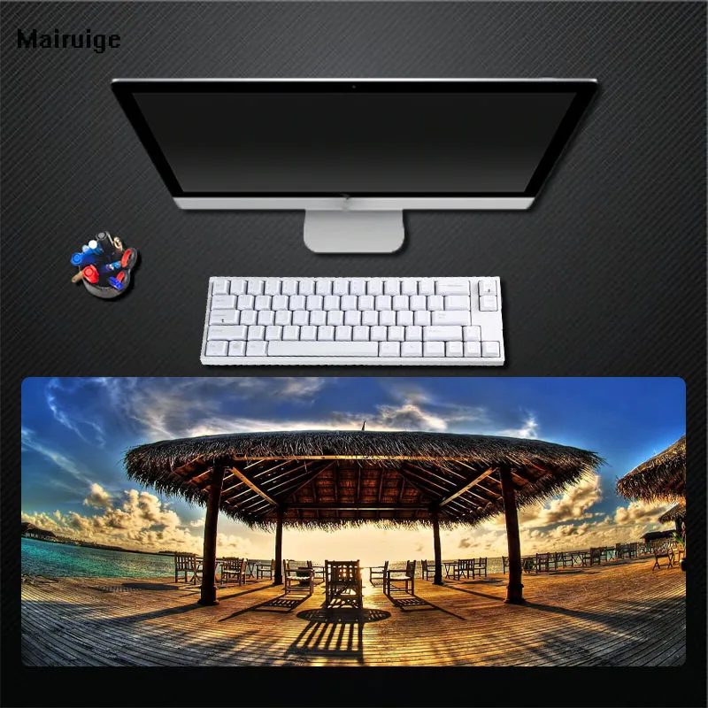 

XGZ Anime Beautiful Sunset Scenery Rest Kiosk Black Rimmed Mouse Pad Speed Keyboard Gamer Desk for Csgo Dota Xxl