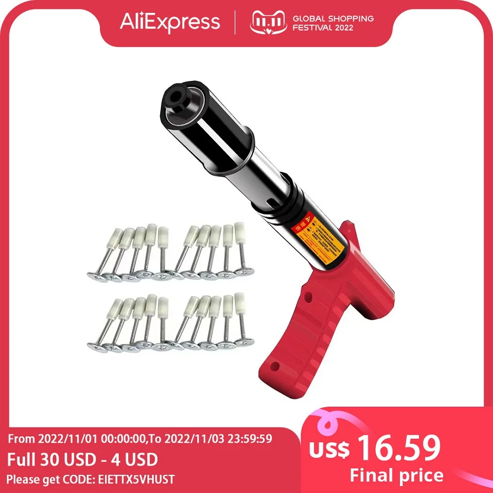 

S3 Mini Nail Gun with 20 Round Nails Household DIY Rivet Gun Cordless Ceiling Concrete Wall Anchor Wire Slotting Rivet Tool