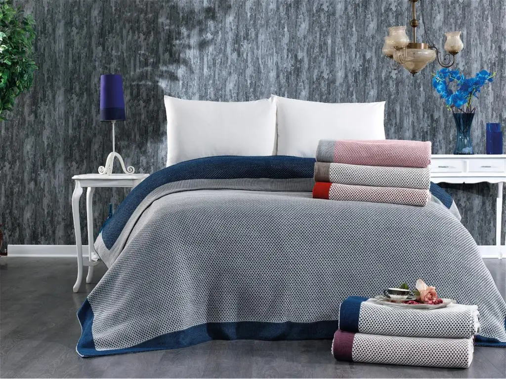 

Land Of dowry Lily Knitwear Blanket Navy Blue Gray