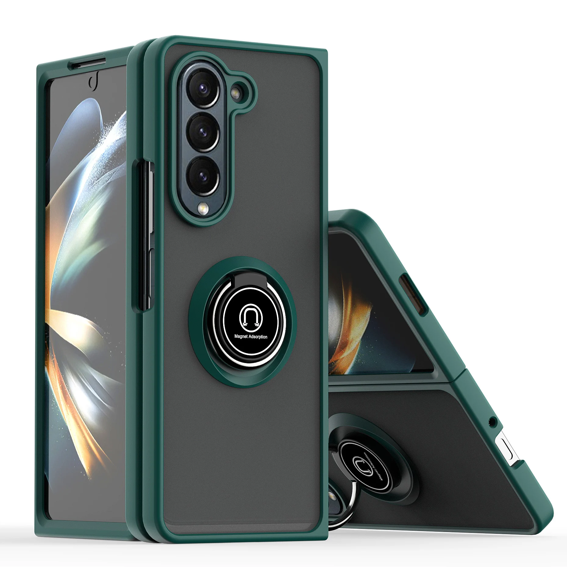 

Armor Phone Case For Samsung Galaxy Z Fold 5 Fundas Galaxy Z Fold 3 4 Case Magnetic Ring Holder Shockproof Soft Back Cover