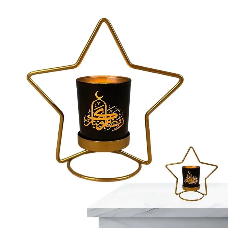 Vintage Candlestick Metal Sun Moon Star Candlestick Eid Decor For Bedroom Living Room Desktop Fireplace