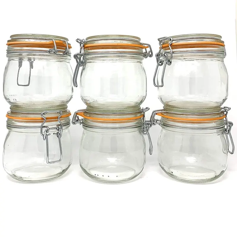 

Glass Jars with Airtight Lids Wide Mouth 16oz, Glass Jar with Locking Lid 6pack