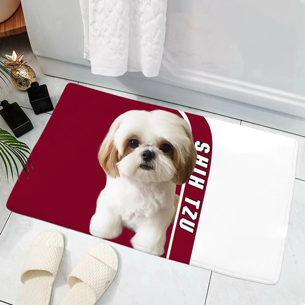 

CLOOCL Please Remember Lovely Shih Tzu Dogs Doormat Decor Print Carpet Flannel Non-Slip Water Absorption Doormat Bedroom Porch