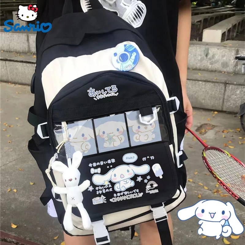 Sanrio Cinnamoroll Backpack Children Girl Boy Black Blue Schoolbag Plush Toys Anime Kawaii Student School Bag Computer Big Gift