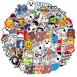 100pcs cool brand logo stickers rock band skateboard suitcase laptop bike guitar phone waterproof graffiti sticker decal kid toy free global shipping