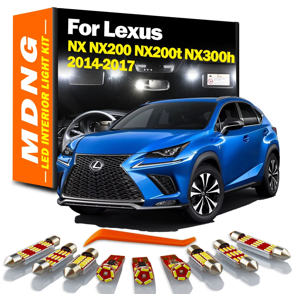 

MDNG 8 шт. светодиодная интерьерная с Canbus Dome светильник Kit для Lexus NX NX200 NX200t NX300h 2014 2015 2016 2017 автомобильные аксессуары светодиодные лампы