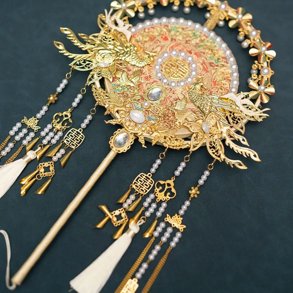 Элегантный веер в китайском стиле для свадебной группы с узором Феникса Xiuhe