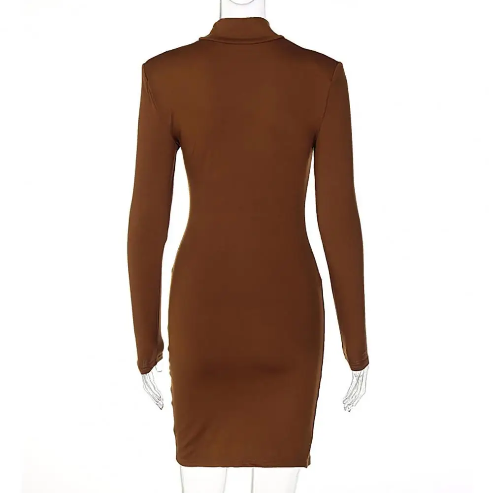 

Trendy Mini Dress Long Sleeve Breathable Bodycon Dress Fashion Stretchy Skinny Bodycon Short Dress