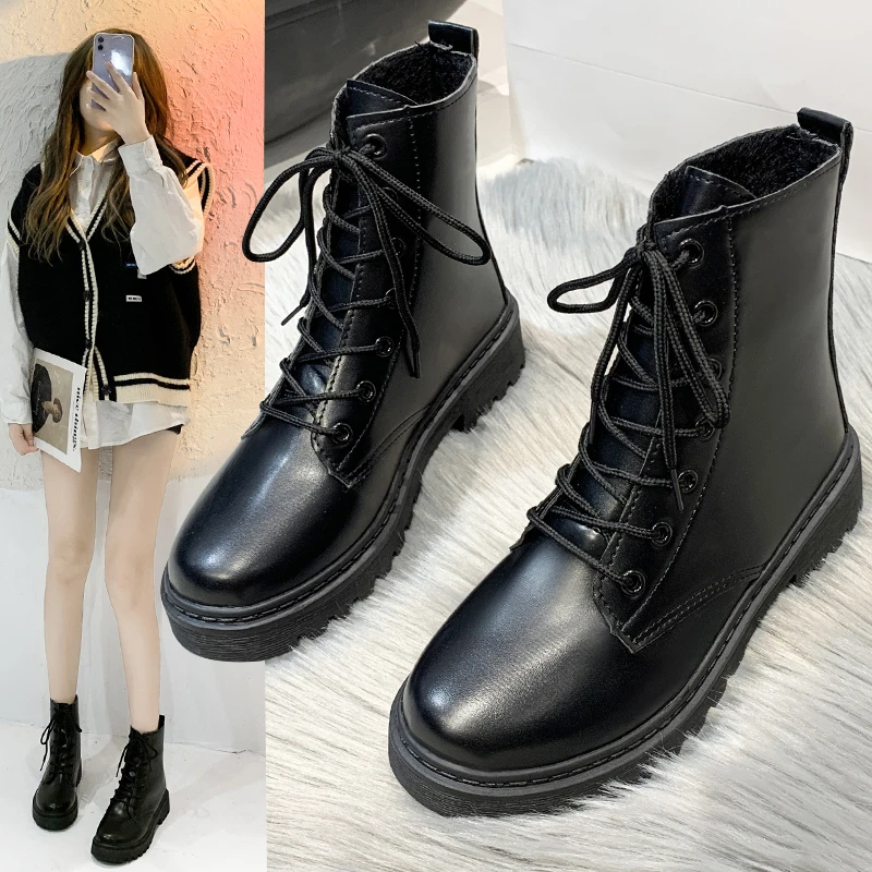 

Autumn/Winter 2023 New Fashion Lace Up Casual High Heel Short Boots Thick Sole British Women's Boots