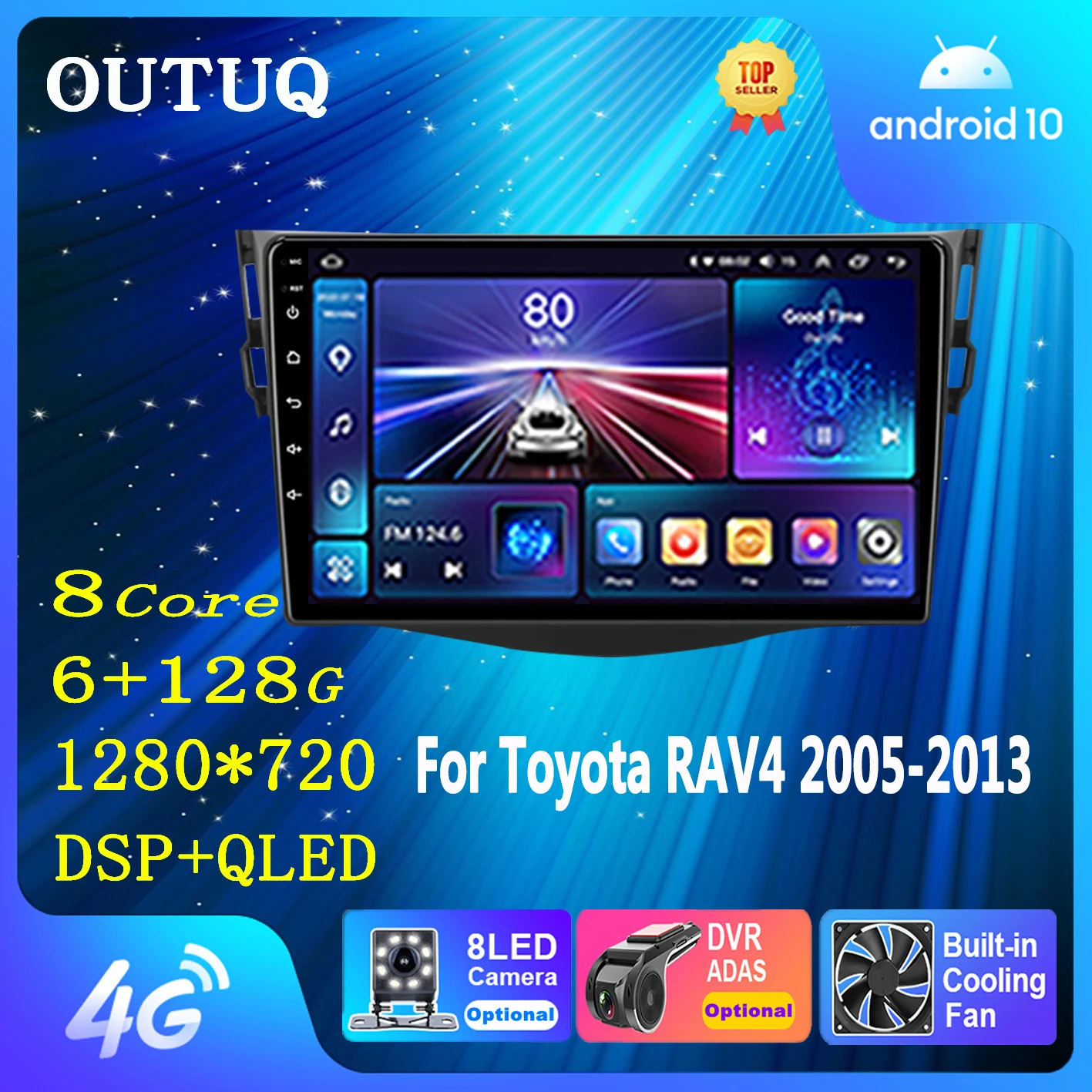 

Cooling Fan Car Radio Multimedia for Toyota RAV4 Rav 4 2005-2013 Video Player 2Din DSP Navigation GPS 4G Net WIFI Stereo DVD