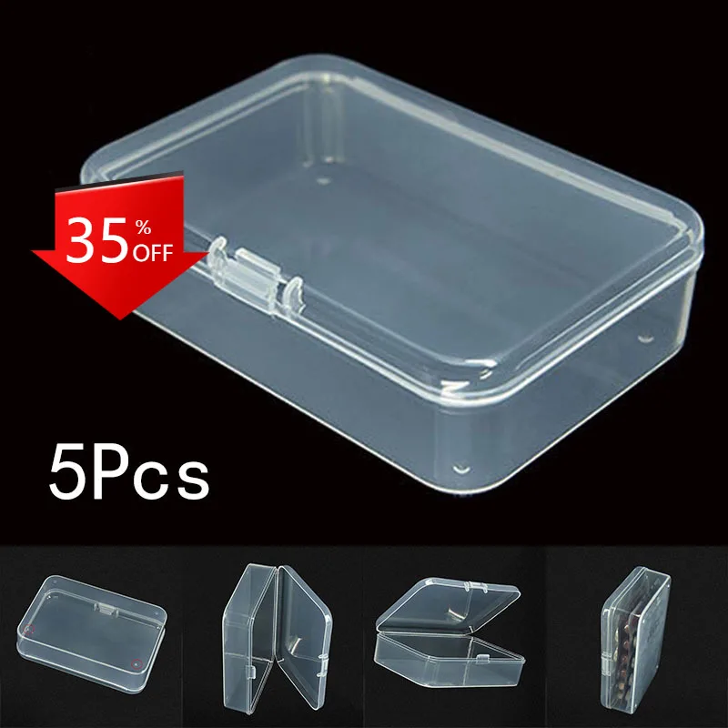 

5pcs PP Plastic Box Jewelry Packaging Component Receiving Box For ID Card/ Coins/ Mini-photos Transparent Home Storage Boxes