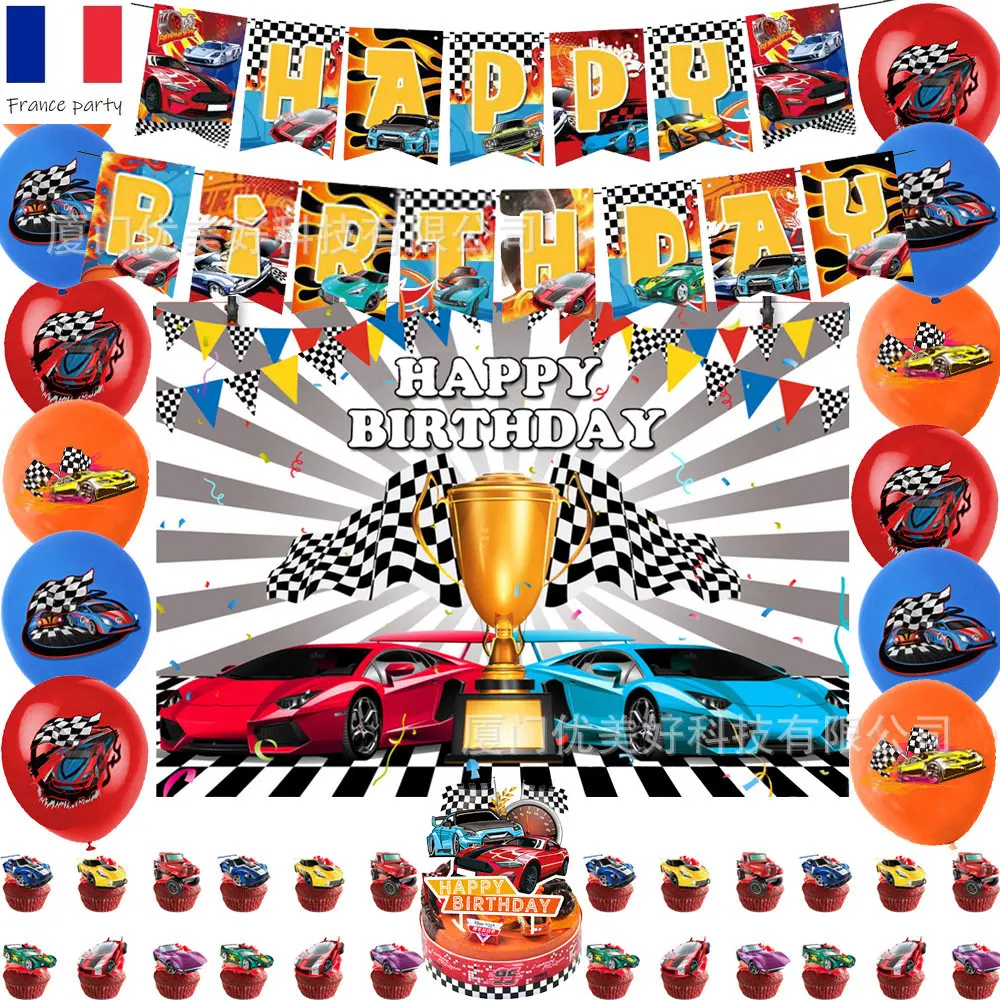 

Racing Car Party Balloon Banner Checkered Race Car Theme Parti Kids Boy Birthday Party Decor Boys Birthday Favor Children Gifts