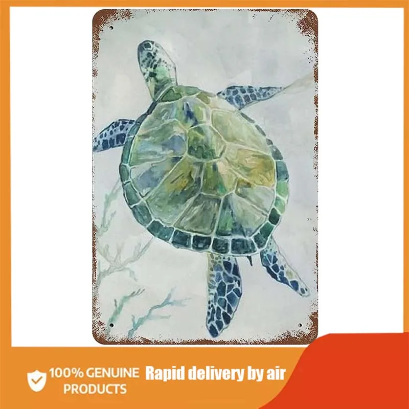 

liangh Vintage Marine Life Metal Signs Sea Turtle Metal Tin Signs 12x8 Inch Iron Painting Wall Decor Restaurant Bar Cafe Club