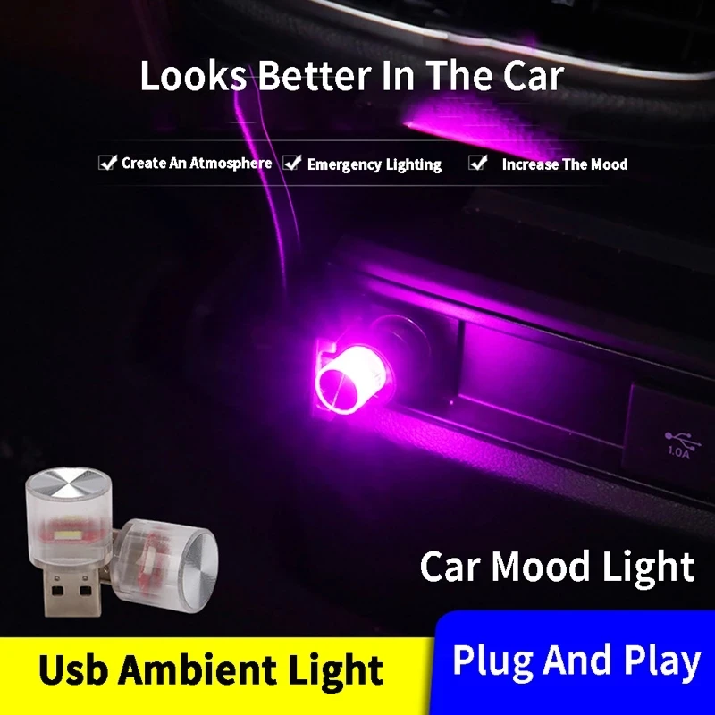 

1x Mini Lamp Bulb LED USB Interior Neon Atmosphere Ambient Light Car Accessories High-quality Interior Mood Lighting