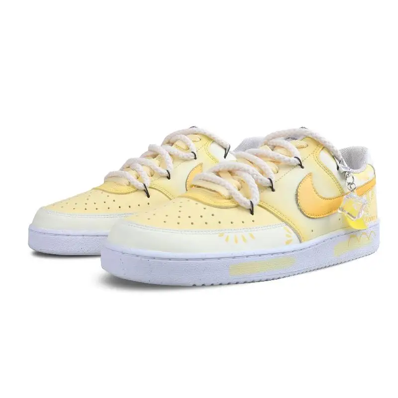 【Настроить】Nike Court Vision 1 обувь для скейтбординга белые кроссовки унисекс с низким