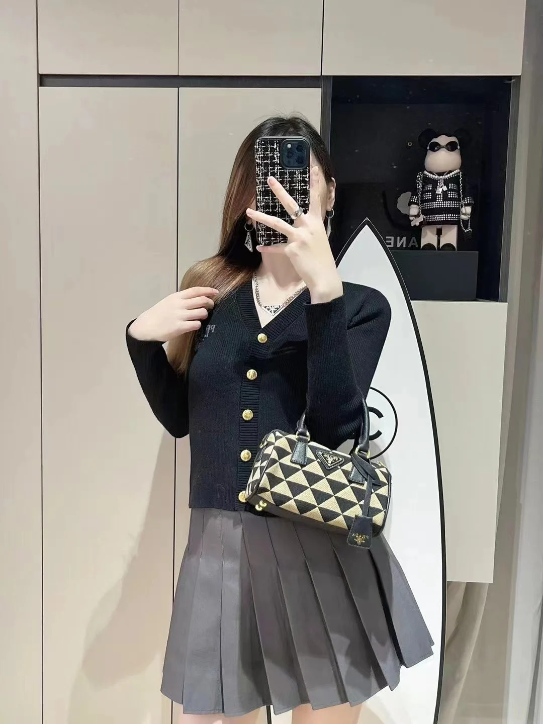 женский кардиган Prada на осень и зиму свитер мягкие подходящие кардиганы вязаные