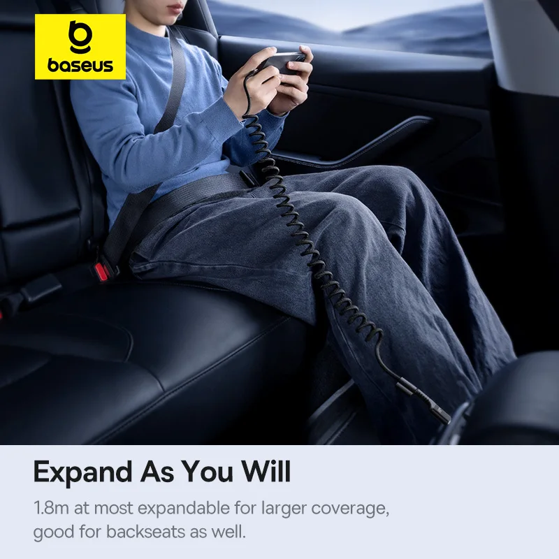 Кабель Baseus PD 100 Вт для быстрой зарядки с Type C на iPhone 15 Pro выдвижной автомобильный