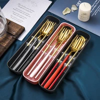 304 stainless steel portable cutlery set student travel japan and south korea spoon chopsticks three piece set student cutlery