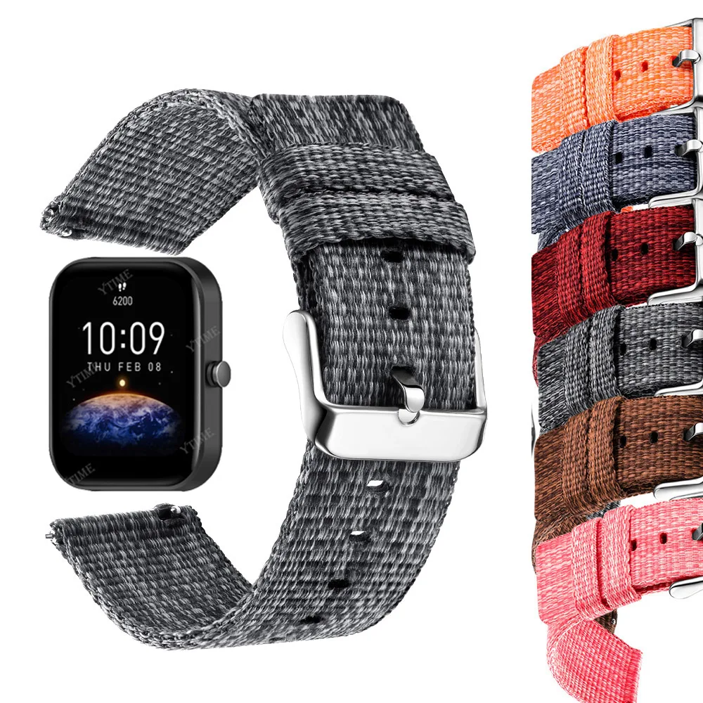

Ремешок 20 мм для Xiaomi Huami Amazfit Bip 3/ Bip U Pro/ Bip Lite, нейлоновый смарт-браслет для Amazfit GTS 3 2 2E/GTR 42