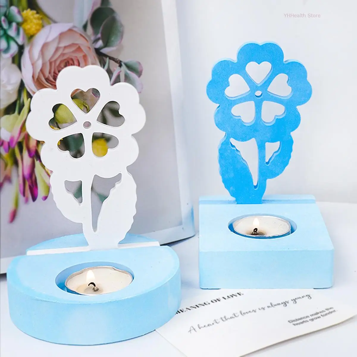 Цветочная Форма для подсвечника 3D полый цветок любви подсвечник силиконовая
