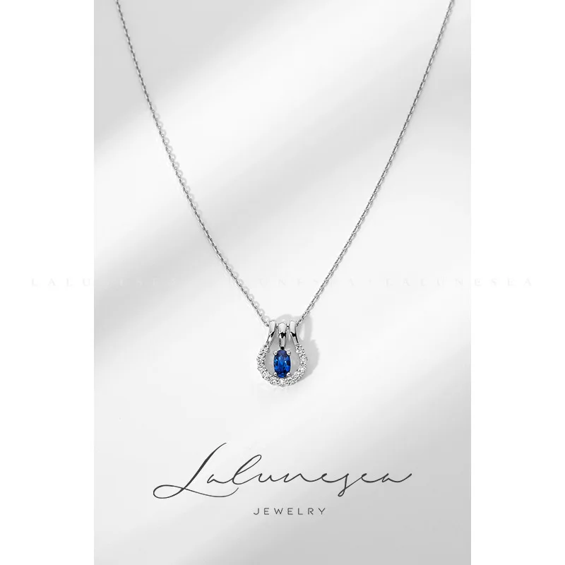 

S925 sterling silver multiple wearing methods sapphire temperament pendant versatile clavicle chain