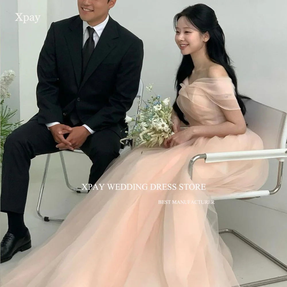 XPAY корейские свадебные платья для стрельбы с открытыми плечами Тюлевое