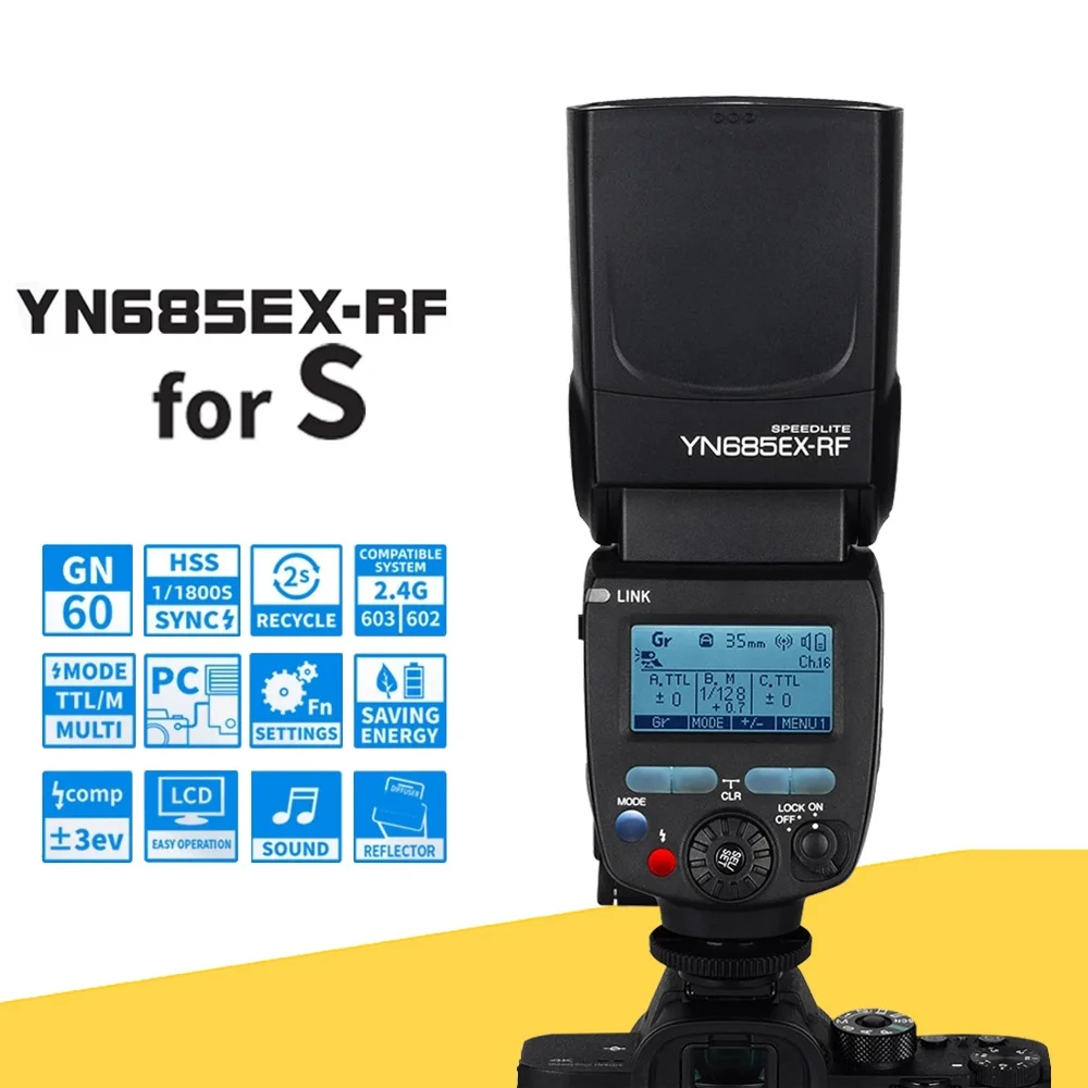 

YONGNUO YN685EX-RF Camera Flash 1/8000s High-Speed Sync TTL Speedlite GN60 High Power Flash Suitable for Sony Camera