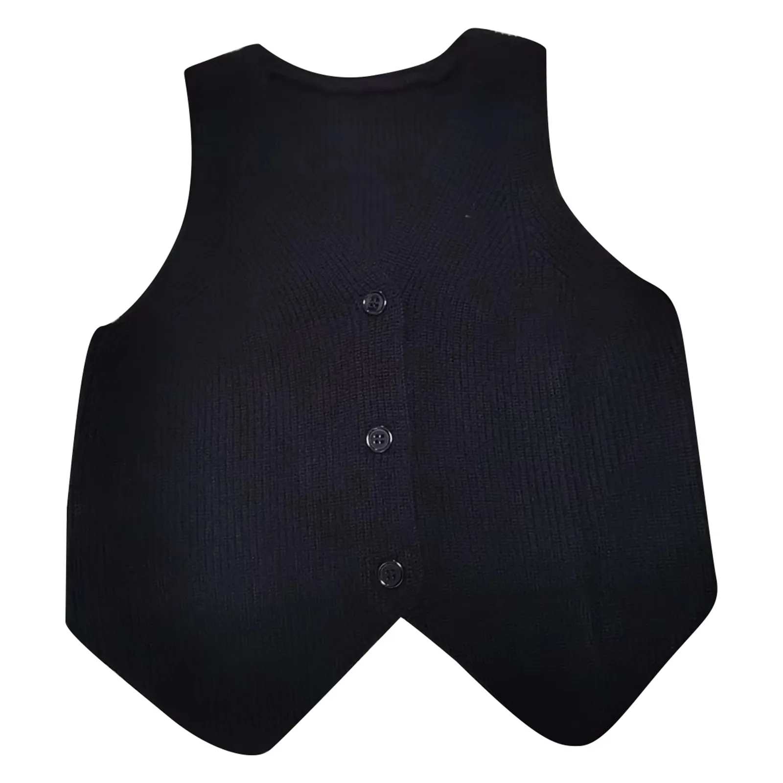 Осень-зима женский короткий вязаный жилет топ с v-образным вырезом однобортный