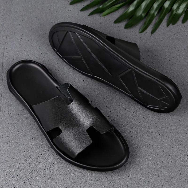 

Summer Men Sandals High Qualit Genuine Leather Casual Shoes Breathable Outdoor Beach Shoes Soft Comfy Slippers Lightweight flats