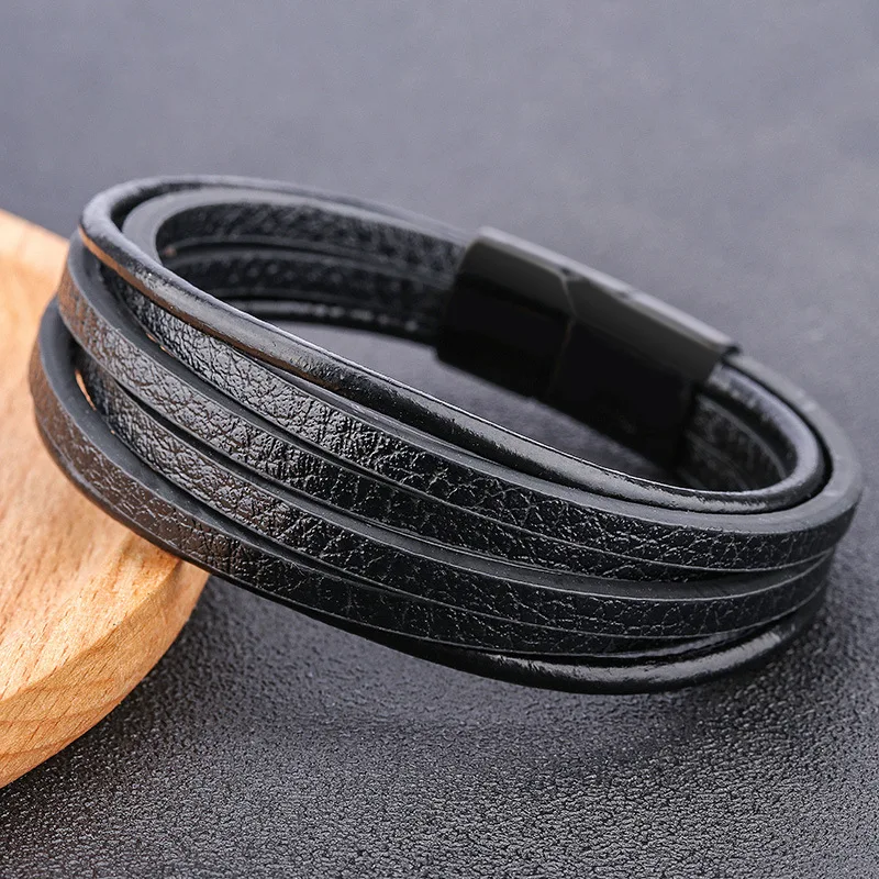 

Wholesale Classic Fashion Leather Bracelet Bangle Luxury Woven Men's Jewelry
