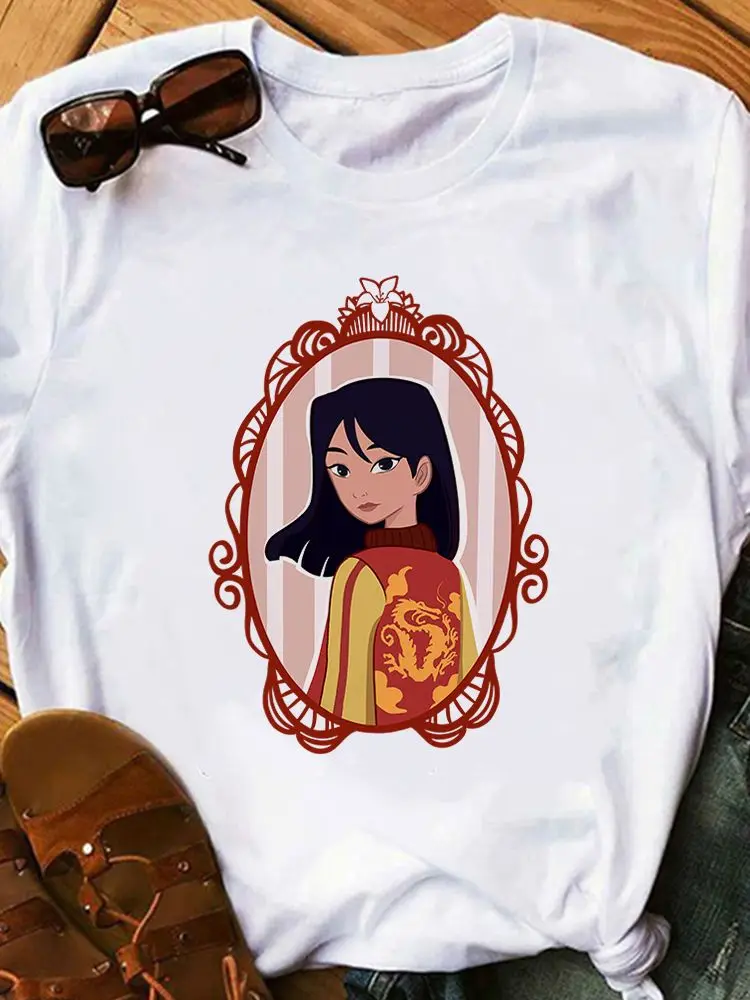 

T Shirt Popular Female Creativity Top Cartoon Modern T-Shirt Women Disney Princess Mulan Graphic Popular Funny CrewNeck Tshirt