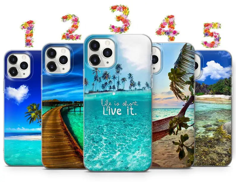 

Beach phone case for iPhone 13 12 11 X Xs Xr 8 7 6 5 Se, Samsung S22 S21 S20 S10 Note20, Huawei P40 P30 P20 P10