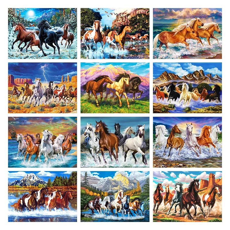 

Diamond Painting Landscape Horse, 5D DIY Full Square/Round Handmade Diamond Embroidery Kit, Mosaic Art Cross Stitch, Home Decor