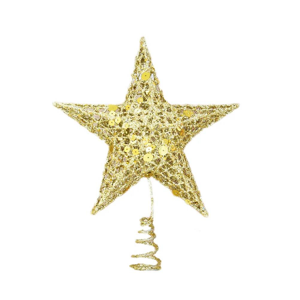 

20 Cm Glitter Holiday Tree Topper Christmas Decorate Sparkling Gloden Home Star Metal Festival Treetop