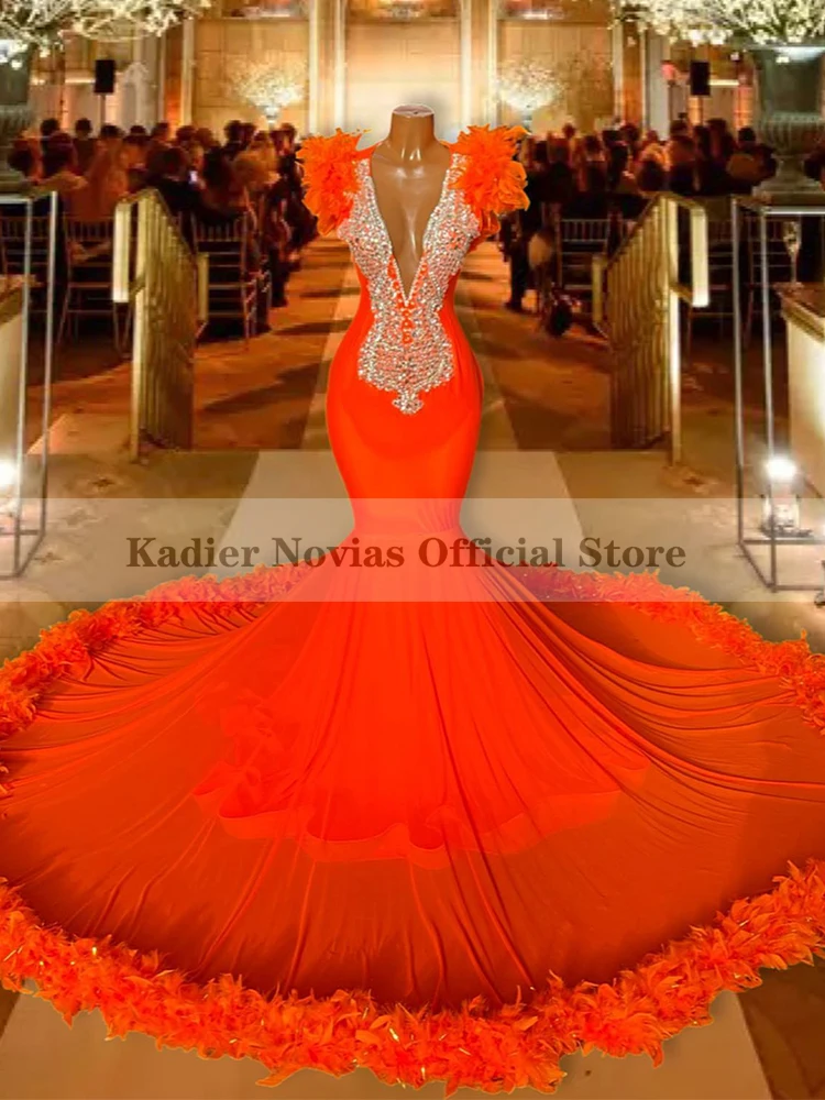 

Kadier Novias Осенняя Женская длина в пол, сексуальная оранжевая модель 2022 KNDRESS62