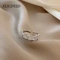 flscdyed adjustable silver color opening rings for women luxurious shiny square zircon wedding engagement rings fashion jewelry
