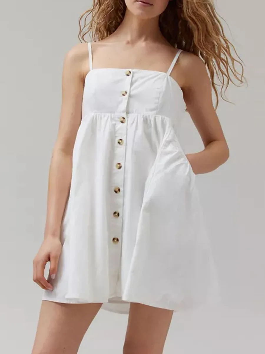 Мини-платье Rteyno женское ТРАПЕЦИЕВИДНОЕ летнее повседневное однотонное платье на