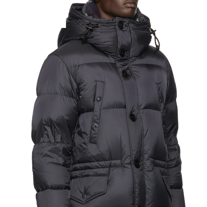 off-Season down Jacket Men's Mid-Length Thickened Korean Style Trendy Coat over the Knee Hood Cotton Clothes