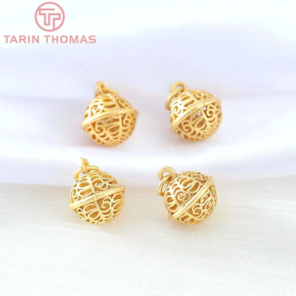 (5180) 4 шт. 11x10 мм 24-каратного золота латунь маленький колокольчик полые подвески